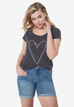 Ellos Womens Plus Size Bermuda Denim Shorts